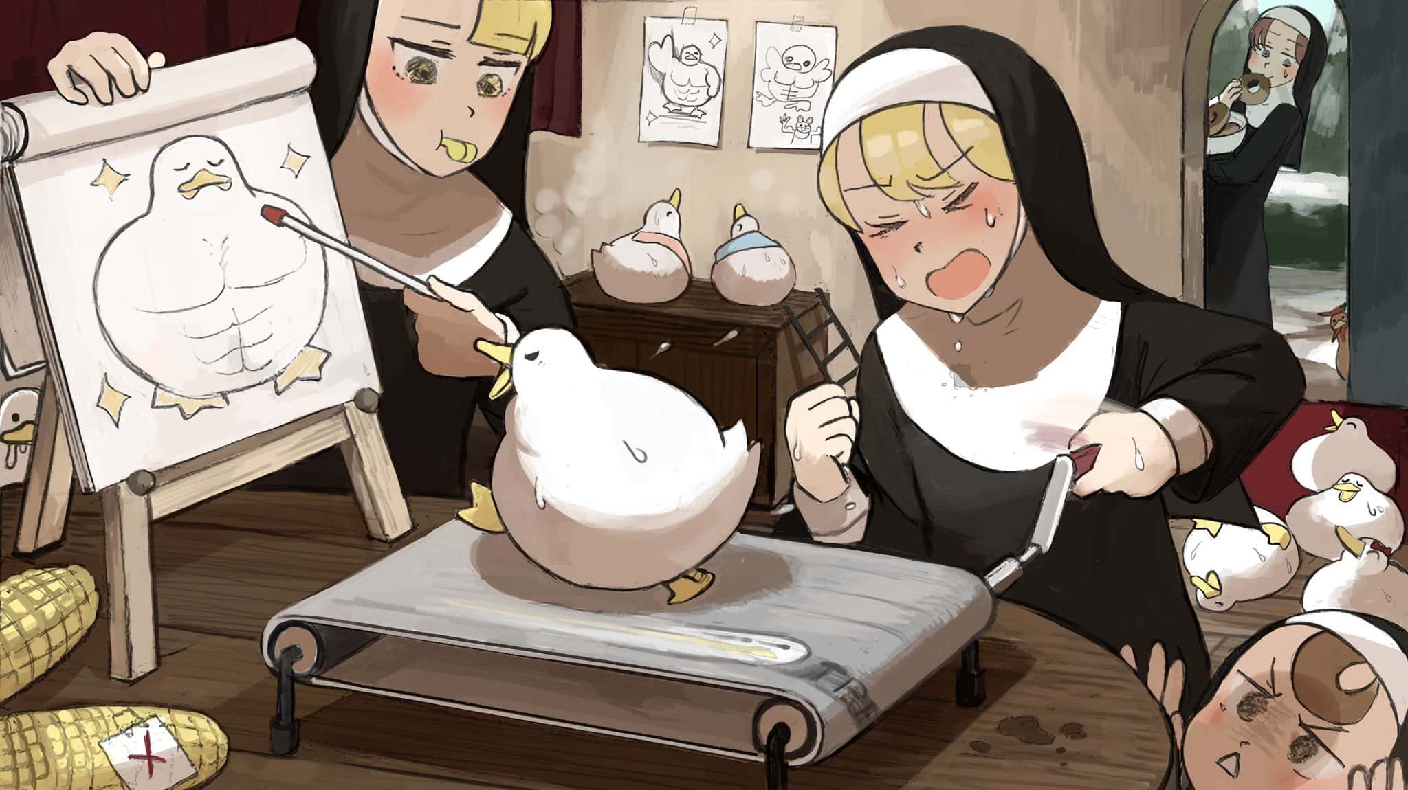 Монахини и уточки аниме